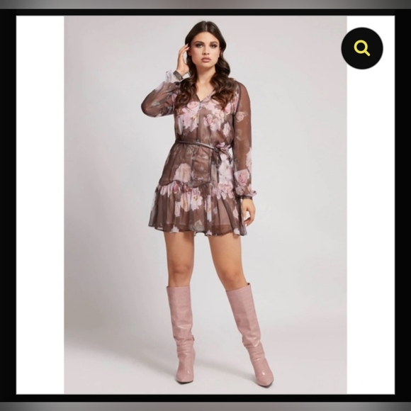 Floral Sheer Long Sleeve Dress - Picture 2 of 13